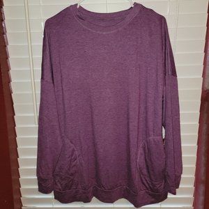 New! Purple Long Sleeve shirt with side pockets, Size 2XL